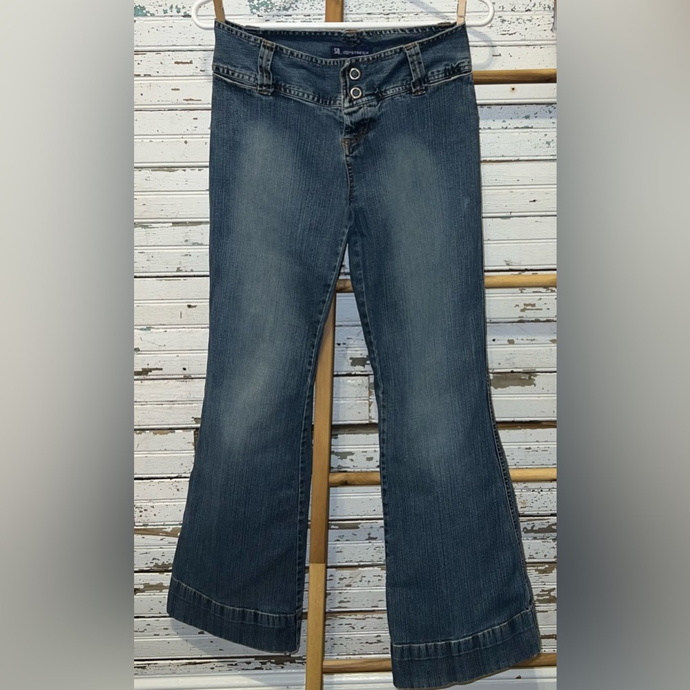 Vintage Y2K SO Gsjc Stretch - Flared Jeans - Button Fly - Wide Band - Size 5